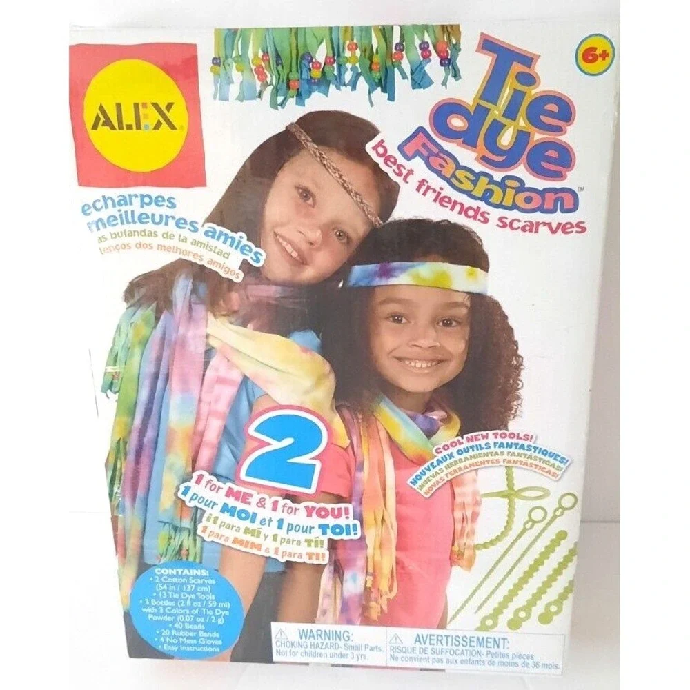Alex Toys Tie Dye Fashion Best Friends Scarves Kit DIY Craft Set 2 Scarves NEW